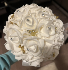 Buquê de noiva casamento noiva dama de honra cristal pérola flor ouro novo comprar usado  Enviando para Brazil