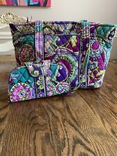 Bolsa tote Vera Bradley Mandy urze (aposentada) roxa/azul-petróleo e carteira comprar usado  Enviando para Brazil