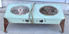 Vintage Green Porcelain 2 Burner Hot Plate Portable Electric Stove Top for sale  Shipping to South Africa
