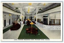 Używany, ok. 1920 Lobby pokazujące antresolę podłogę Morrison Hotel Chicago Illinois IL Pocztówka na sprzedaż  Wysyłka do Poland