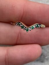 Used, 9ct Gold Emerald And Diamond Wishbone Ring ￼1.9 Grams for sale  Shipping to South Africa