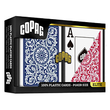 Cartas de baralho de pôquer Copag Elite 1546 plástico tamanho jumbo vermelho/azul duplo CPG-17 comprar usado  Enviando para Brazil