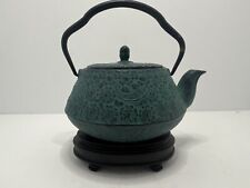 Japanese Traditional Style Takoizu Turquoise Cast Iron Tetsubin Teapot, used for sale  Shipping to South Africa