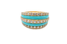 Used, Ross Simons Ring Gold Over Sterling Silver 925 Turquoise CZ Wide Band Size 9.25 for sale  Shipping to United Kingdom