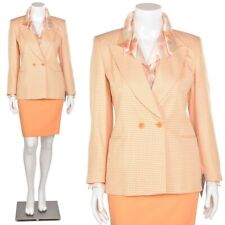 Usado, Mini jaqueta xadrez Escada 3 peças laranja melão/branco, saia e calça terno tamanho 8/10 38/40 comprar usado  Enviando para Brazil
