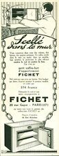 Publicité ancienne coffre-fort scellé dans le mur Fichet 1925 issue magazine DAM d'occasion  France