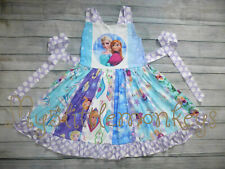 Used, NEW Boutique Frozen Princess Ana Elsa Girls Sleeveless Ruffle Twirl Dress for sale  Shipping to South Africa