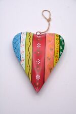 Used, Hand Painted Multi-Color Decorative Heart-shaped Metal Hanging  for sale  Shipping to South Africa
