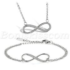 Conjunto de colar pingente feminino de aço inoxidável com incrustação CZ pulseira infinita presente de amor comprar usado  Enviando para Brazil