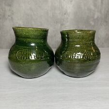 Par de tazas de recuerdo de cerámica de arte popular mexicano Loza verde esmalte verde de Oaxaca segunda mano  Embacar hacia Argentina