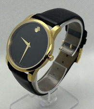 Usado, Relógio suíço Movado 0606876 masculino museu aço dourado couro preto safira 40mm comprar usado  Enviando para Brazil