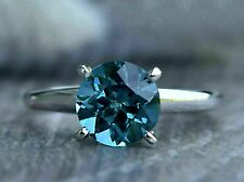 1.00 Ct Blue Round Diamond Solitaire Engagement Wedding Ring 14k White Gold  pl for sale  Shipping to South Africa