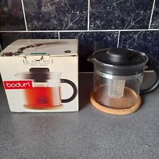 1 litre Bodum Bistro Glass Teapot Tea Infuser Black With Cork Mat for sale  CHARD