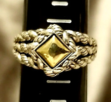 John Hardy Jai Size 6 Hammered 14k Gold & Sterling Silver Braided Sukhothai Ring, used for sale  Shipping to South Africa