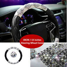 Capa de volante de carro universal 38cm/15 polegadas couro ecológico peça de diamante Bling, usado comprar usado  Enviando para Brazil