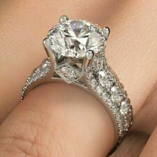 14k White Gold Plated 4.00Ct Round Cut Moissanite Engagement Wedding Bridal Ring for sale  Shipping to South Africa