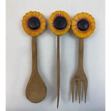 Juego de utensilios de cocina de madera girasol 3 cuchillos cuchara cuchillo decorativo granja segunda mano  Embacar hacia Mexico