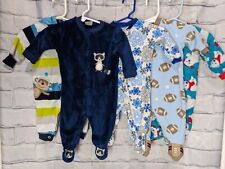 Boys Infant Fleece Sleepers Size 0 To 3 Months Monkey & Raccoon Or Polar Bear for sale  Shipping to South Africa