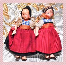 Muñeca en miniatura alemana Hertwig de 4"" pintada en el bosque negro bisque niña gemela antigua segunda mano  Embacar hacia Argentina