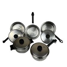 Vtg Saladmaster Set Pots Pans 18-8 Tri Clad Stainless Steel 9 Pc Vapo Lids, used for sale  Shipping to South Africa