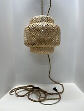 Hand-Woven Bamboo Pendant Lamp with Dimmer  12x12x7.5 Inch Natural Rattan for sale  Shipping to South Africa