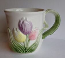 Caneca de café tulipa xícara de chá alívio elevado OCI Fitz & Floyd 14 oz flores , usado comprar usado  Enviando para Brazil