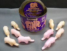 Cubo de gelo vintage enlatado rosa elefantes RARO bebida fria conjunto completo de 10 com lata, usado comprar usado  Enviando para Brazil