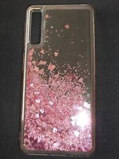 Custodia per telefono Samsung Galaxy A7, olografo rosa glitter in movimento e cuori usato  Spedire a Italy