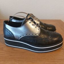 Bronx Platform Brogues Shoes Trainers Black Silver Ladies UK Size 4 shoes Used  for sale  Shipping to South Africa