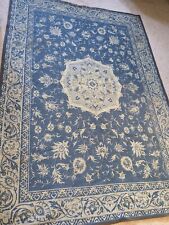Antique Laura Ashley Aubusson Rug Cotton Wool Deco America Jacquard Chinese Blue for sale  Shipping to South Africa
