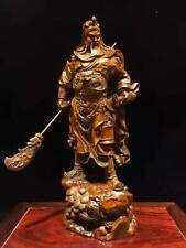 Chinese Natural Boxwood Hand carved Exquisite Guan Yu Statue  for sale  Shipping to Canada