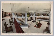 Cartão postal Hotel Gibson Cincinnati Ohio lobby e piso mezanino comprar usado  Enviando para Brazil