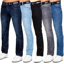 Calça jeans masculina Enzo perna reta ajuste regular calça cinto grátis tamanhos do Reino Unido comprar usado  Enviando para Brazil