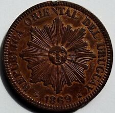 Moneda de bronce de 20 g Uruguay 4 centesimos 1869H segunda mano  Embacar hacia Mexico