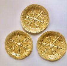 3 Gold Bordallo Pinheiro Portugal Lettuce Cabbage Leaf Salad Plates 7.5" for sale  Shipping to Canada