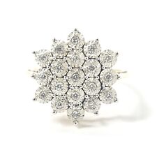 9ct Gold Diamond Cluster Ring Ladies Flower Round Brilliant Illusion Set 0.20ct for sale  Shipping to South Africa