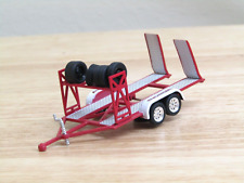 greenlight red/silver tandem axle car trailer w/ramps 1/64 no box for sale  Shipping to South Africa