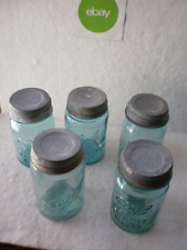 Lot of 5 Vintage Ball Perfect Mason Jars BLUE PINTS With Ball Zinc Lids for sale  Shipping to South Africa