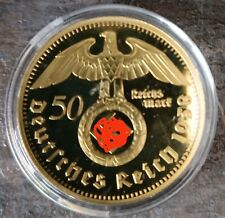 Moneta/medal 50 Reichsmark (tłoczenie specjalne) Hindenburg pozłacany "Przedmiot kolekcjonerski na sprzedaż  Wysyłka do Poland