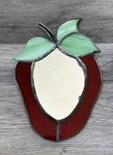 Vintage Art Stained Glass Mirror Strawberry Red Green Trinket Tray for sale  Shipping to South Africa