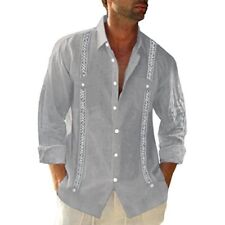 Camisa social masculina casual manga curta Guayabera praia cubana casamento abotoado comprar usado  Enviando para Brazil