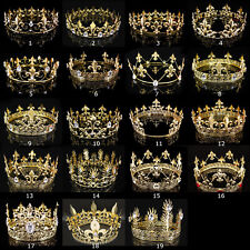 19 Styles Men's Imperial Medieval Fleur De Lis Gold King Metal Full Round Crown for sale  Shipping to South Africa