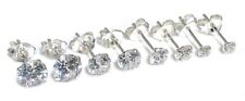 Genuine 925 Sterling Silver Cubic Zirconia Stud Earrings Small Round for sale  Shipping to South Africa