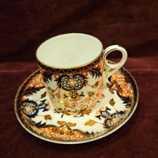 Antiguo (c1918) Royal Crown Derby Inglaterra Demitasse Copa y Platillo REYES Imari Ptn segunda mano  Embacar hacia Argentina