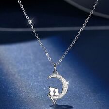 Lindo Collar Colgante Luna Enchapado en Plata 925 Clavícula Cadena Mujeres Joyería, usado segunda mano  Embacar hacia Argentina