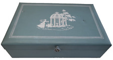 Antiga caixa de joias Buxton azul com design branco árvore gazebo dançante 8 x 12 comprar usado  Enviando para Brazil