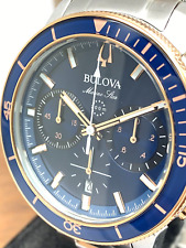 Reloj para hombre Bulova 98B301 estrella marina cronógrafo de cuarzo esfera azul de dos tonos 45 mm segunda mano  Embacar hacia Argentina