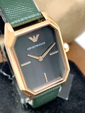 Relógio feminino Emporio Armani AR11149 ouro rosa quartzo retangular couro verde, usado comprar usado  Enviando para Brazil