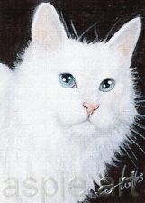 Usado, Impressão ACEO edição limitada ATC branco turco angorá gato chat blanc por Anna Hoff comprar usado  Enviando para Brazil