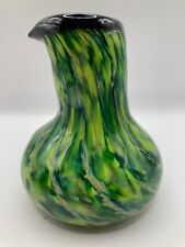 THE GLASS FORGE Vase/Pitcher Signed  Hand Blown Green Gorgeous Oregon Studio Art for sale  Shipping to South Africa